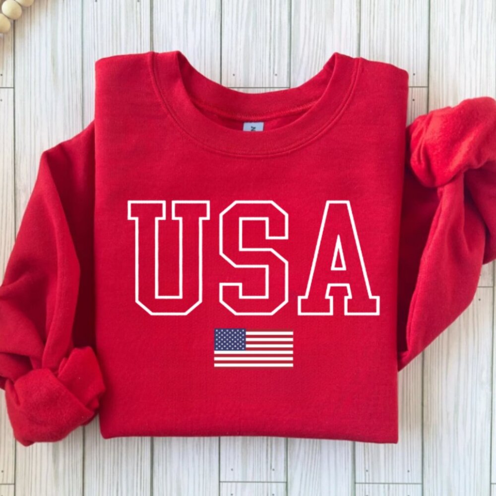 USA Sweatshirt (Color: Red/New)